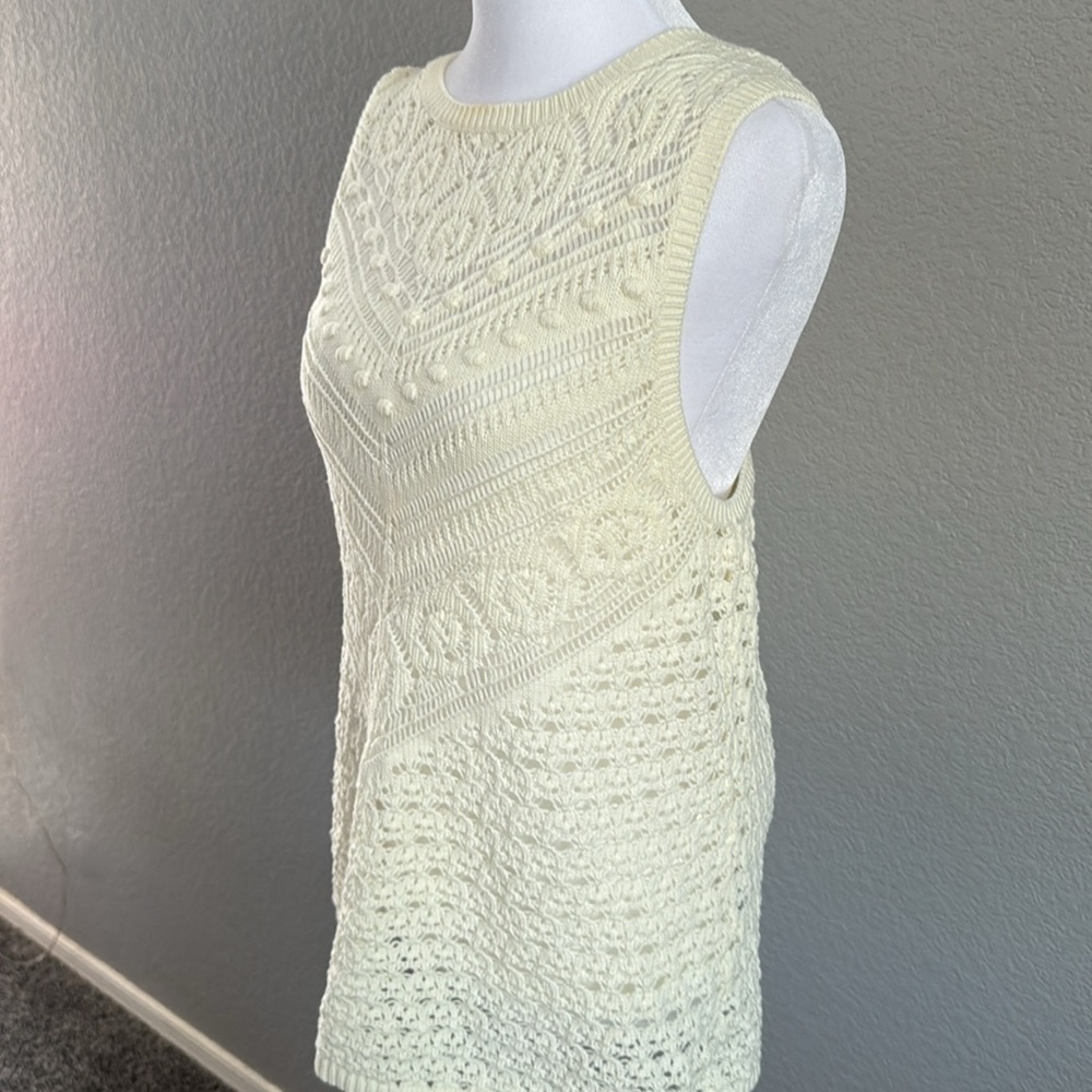 INC International Concepts Ivory Knit crochet sleeveless top size xxl - Picture 5 of 7
